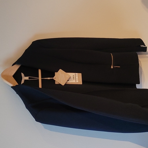 Navy Blue Ribbed Blazer with Gold Trim - Picture 6 of 9